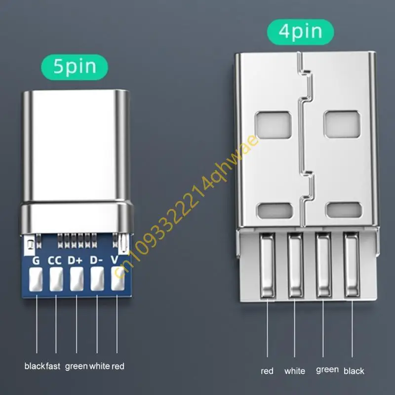 USB 4Pin/Type C 5pin PCB Mount Socket Connector Port Port 90 Dereger Sudut Kanan