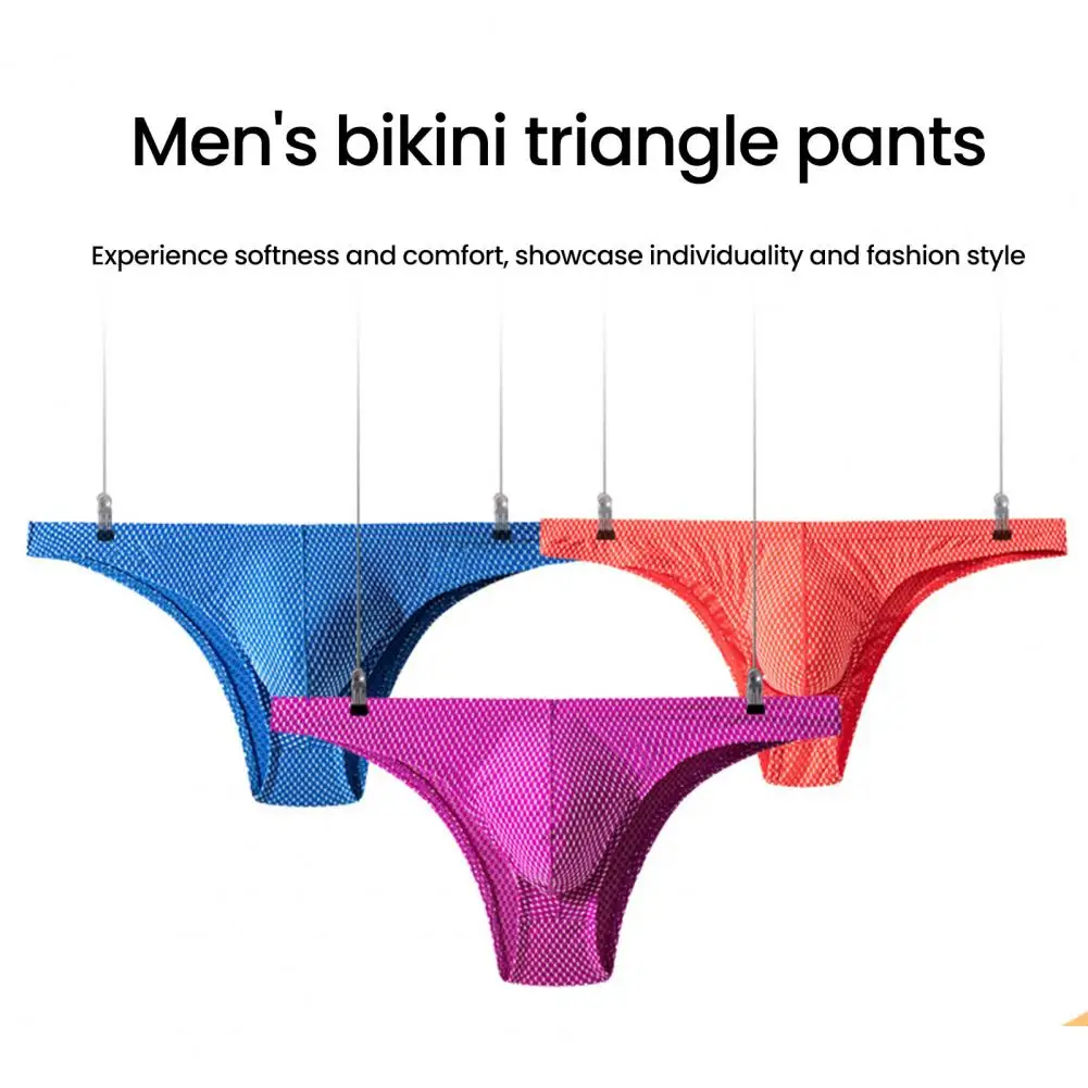 

Men Briefs Low-rise Solid Color U-Convex Panties Soft Breathable Comfortable Slim Fit Elastic Underwear Daily Wear