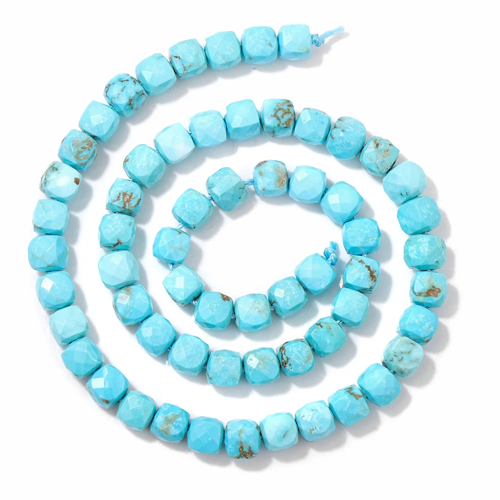 Natural Blue Turquoises Stone Beads Irregular Rondelle Round Square Bead Smooth Loose Spacer Beads for Making DIY Accessories