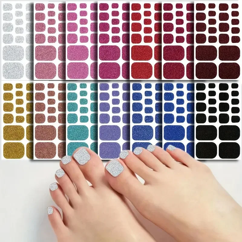 

New summer foot sticker nail sticker waterproof solid color scallion powder Internet celebrity nail sticker toe nail stickers