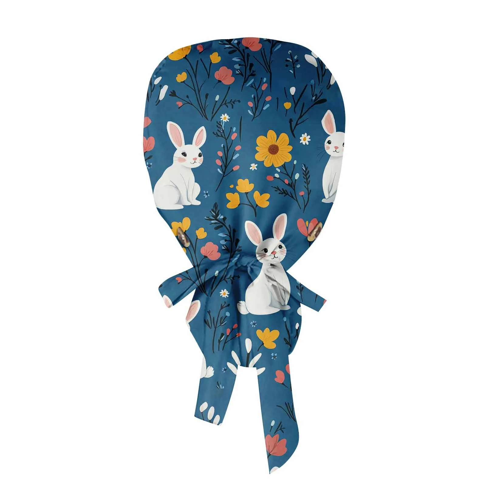 Bonnets de gommage réglables, support queue de cheval avec boutons, chapeaux d'allaitement, cheveux longs, imprimé de pâques, casquettes d'infirmière, accessoires d'uniforme pour femmes
