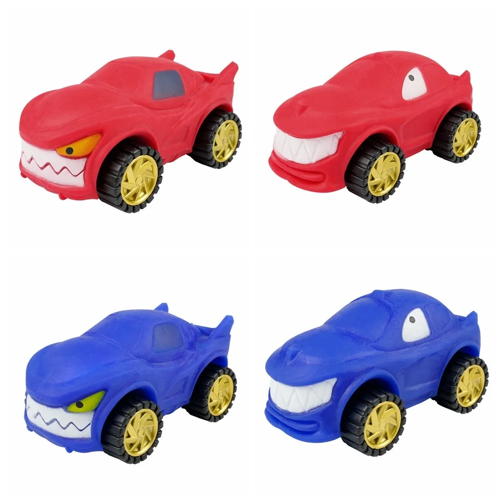 Squeeze Shark Stretch Car Toy with Wheel High Elasticity Stretching Car Sliding Toy Slow Rebound Soft Cartoon Fidget Toy