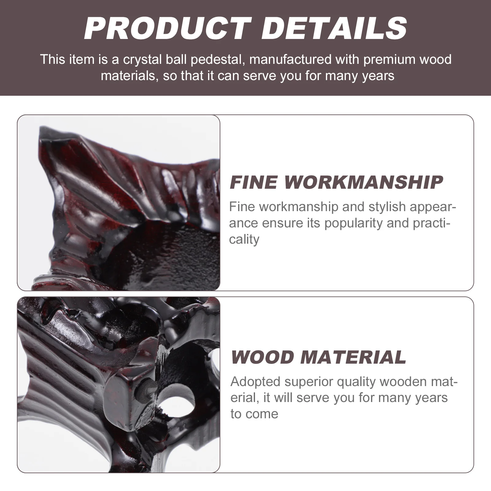 

1Pcs Crystal Ball Wooden Base Stone Decorative Pedestal Vintage Display Stand Desktop Adornment Crystal Balls