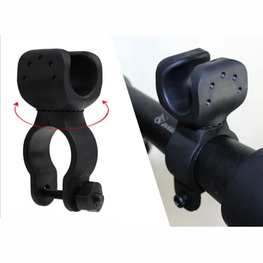 Useful Brand New Outdoor Flashlight Holder Handlebar Holder Bicycle Light Clip Handlebar Holder High Quality Light Clip Black