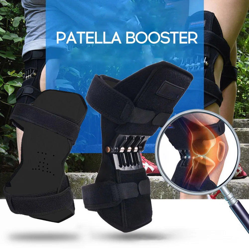 Knee Booster Joint Support Knee Pads Patella Knee Strap Tibial Booster Powerful Rebound Spring Force for Gym Running Walking