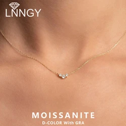 Lnngy 925 Silver Necklace for Women Men Three Stone Moissanite Pendant Necklaces Certificated Chain Link Fashion Neck Jewelry