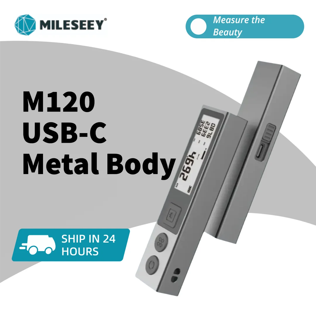 Cinta Métrica Láser MILESEEY de 30M 40M Recargable con Medidas en M/In/Ft, Regla Digital para Construcción e Interiores