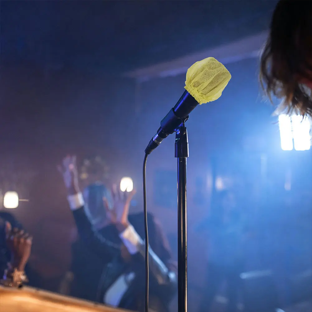 

120Pcs Non-Woven Mic Covers Disposable Microphone Sleeve Windproof Mic Protector Anti-Saliva Noise Filter for Ktv