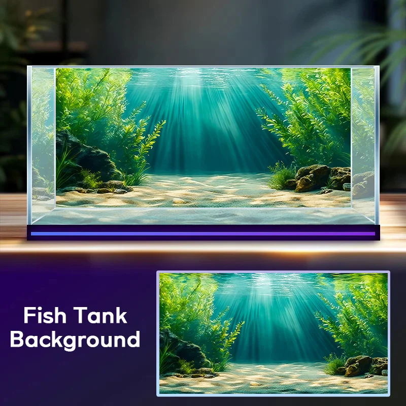 Wassergras-Strand, Aquarium-Hintergrundbild, Aquarium-Hintergrundsticker, Selbstklebend, Landschaftsdekoration – Detail 4