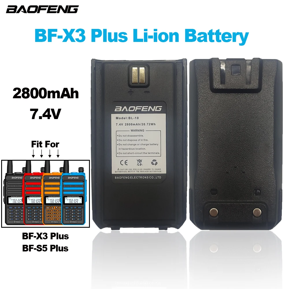 Baofeng-ポータブルウォーキートーキー,BF-X3プラス,オリジナルバッテリー2800mAh,x3plus,s5plus,双方向グラデーション,追加の交換用バッテリー