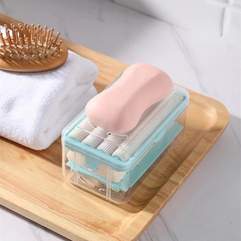 

Hand Rub-free Foaming Soap Box Bathroom Drain Tray Travel Wash Clothes Get Blisters Container Multifunctional Portable Soap Dish