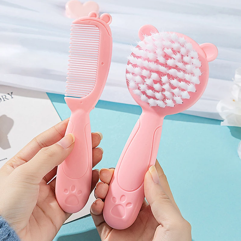 2Pcs/Set Cute Kids Baby Hair Brush And Comb Set For Newborns & Toddlers Baby Brush Soft Bristles Perfect Baby Gift