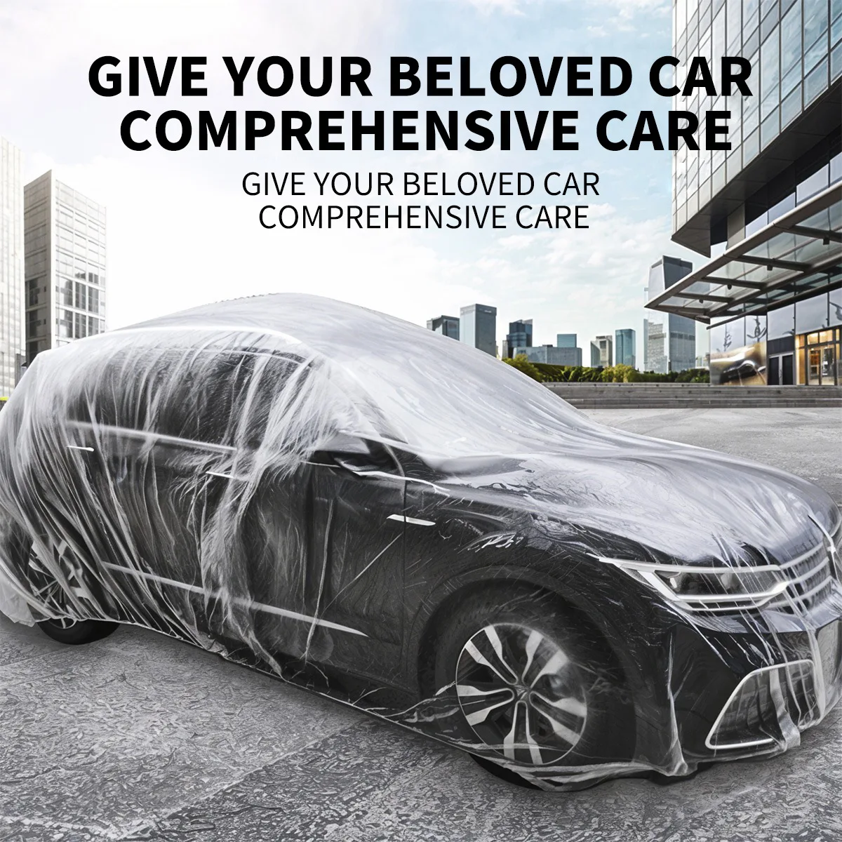 

1Packs Clear Plastic Disposable Car Cover Temporary Full Coverage Universal 11.48' × 18.04'