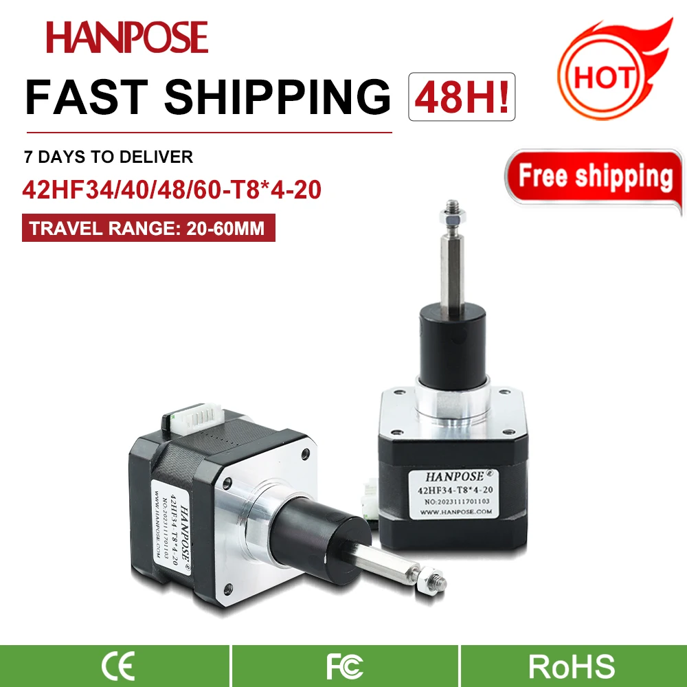 

NEMA17 42HF34/40/48/60 Fixed-Shaft Ball Screw Stepper Motor Assemblies Linear Screw Motor Actuators Electric Cylinders Lifting