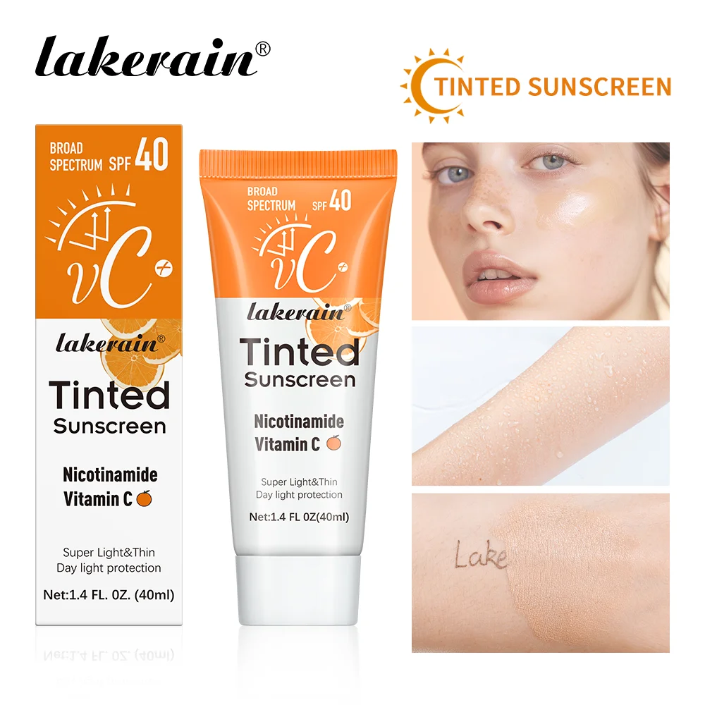 

Lakerain Tinted Sunscreen SPF 40 UV Protection Even Skin Tone Non-Greasy Long Lasting Moisturize Skin Concealer Facial Sunscreen