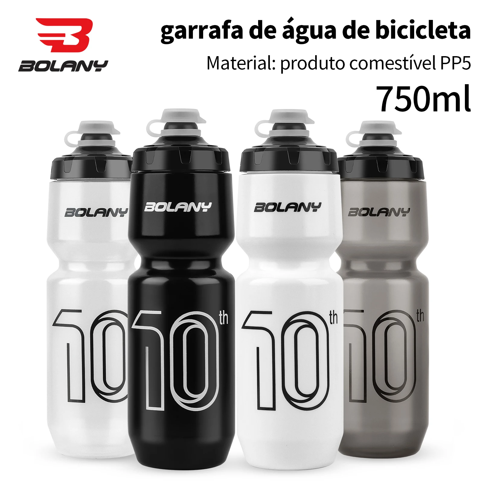 BOLANY-Garrafa De Água De Bicicleta De Grande Capacidade, PP5, À Prova De Vazamento, Ciclismo, Esportes Ao Ar Livre, Squeeze Out, Fitness, 750ml