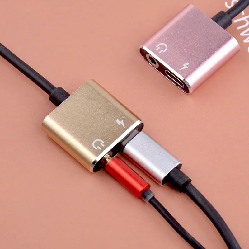 2 in 1 Type C To 3.5 mm Earphone Jack Adapter USB C Audio Cable Splitter Converter for Samsung LG Xiaomi Type-c Smart Phone