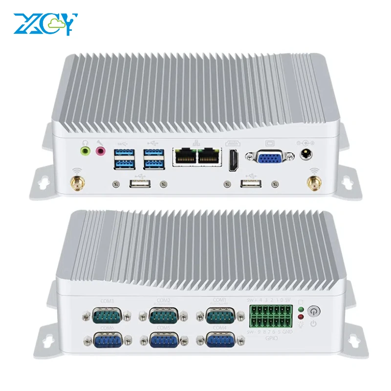 XCY Fanless IoT Industrial computer J1900 i3 6157U 2x Mini PCIe Expansion Support SIM 4G Modem WiFi Windows Linux MINI PC