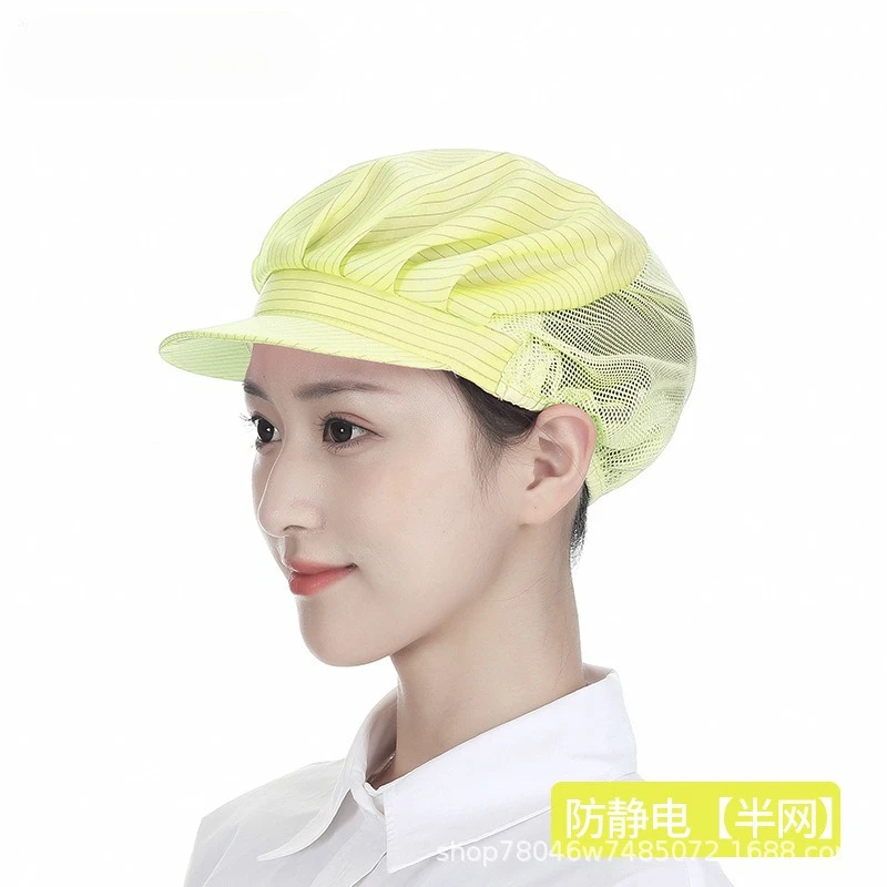 전자 제품 및 식품 공장 직원을 위한 정전기 방지 먼지 방지 작업 모자 통기성 헤어 빠짐 방지