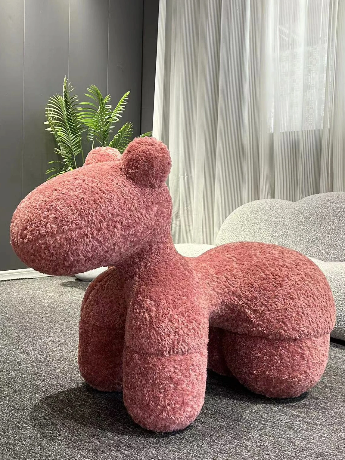 Modern Simple Style Children's Toy Chair Creative Home Decor Cute Cartoon Dog Shape Light Luxury Lamb Wool Material Toy Stool