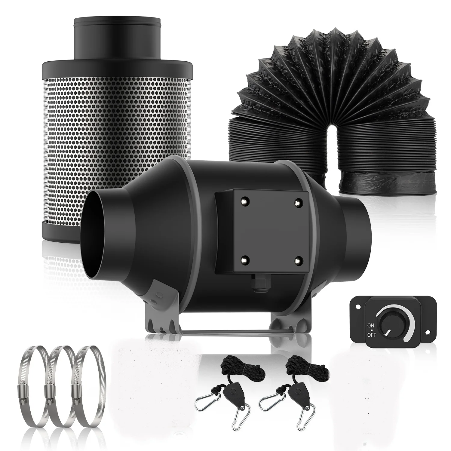 

Dropshipping Speed Controller Inline Duct Fan 4 Inch Mixed Flow Ventilation Fan System for Growbox Complete Set