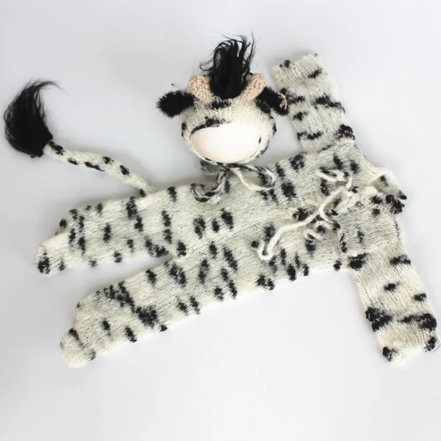 Cute Newborn Cow Clothing Set Newborn  Photography Props Handmade Baby Photo Outfit