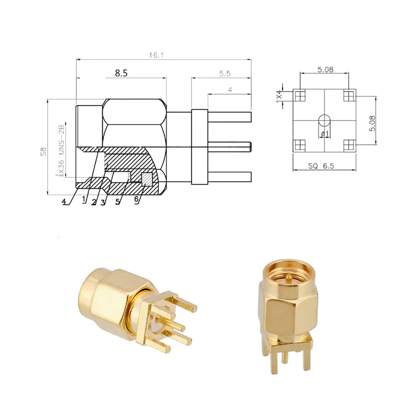 SMA-JE RF Connector SMA Male head and needle PCB Welding plate insert plate RF Antenna module base
