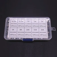 100/72 pièces fusibles en verre à soufflage rapide pour voiture fusibles en Tube de verre de voiture 0.2-20A 0.5-30A Kit assorti pour aspirateur de gonfleur de lumière de voiture 2