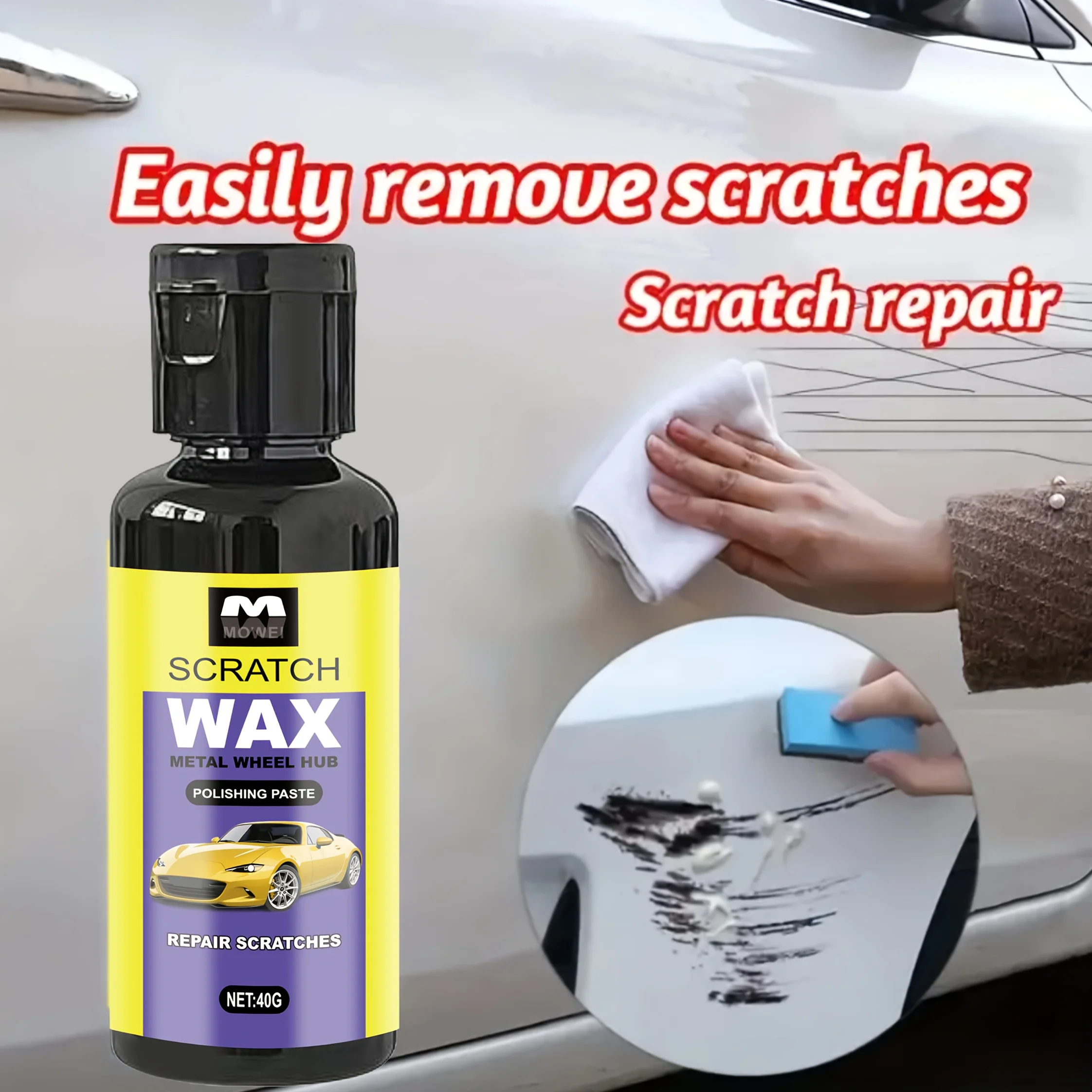 Car Scratch & Swirl Remover Paste, Upgraded Car Scratch Remover Kit Car Scratch Repair Paste Polishing  & Scratch Removal