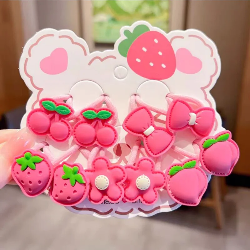 Children's hair accessories, hair rings, strawberry bear hair ties, hair ties, rubber bands, cute little girl cartoon headband