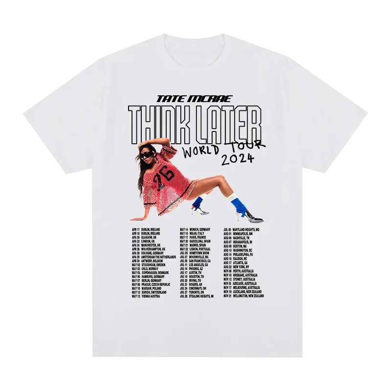 Tate McRae think later Greedy Vintage t-shirt  Album Tour Harajuku Streetwear Cotton Men T shirt New TEE TSHIRT Womens tops