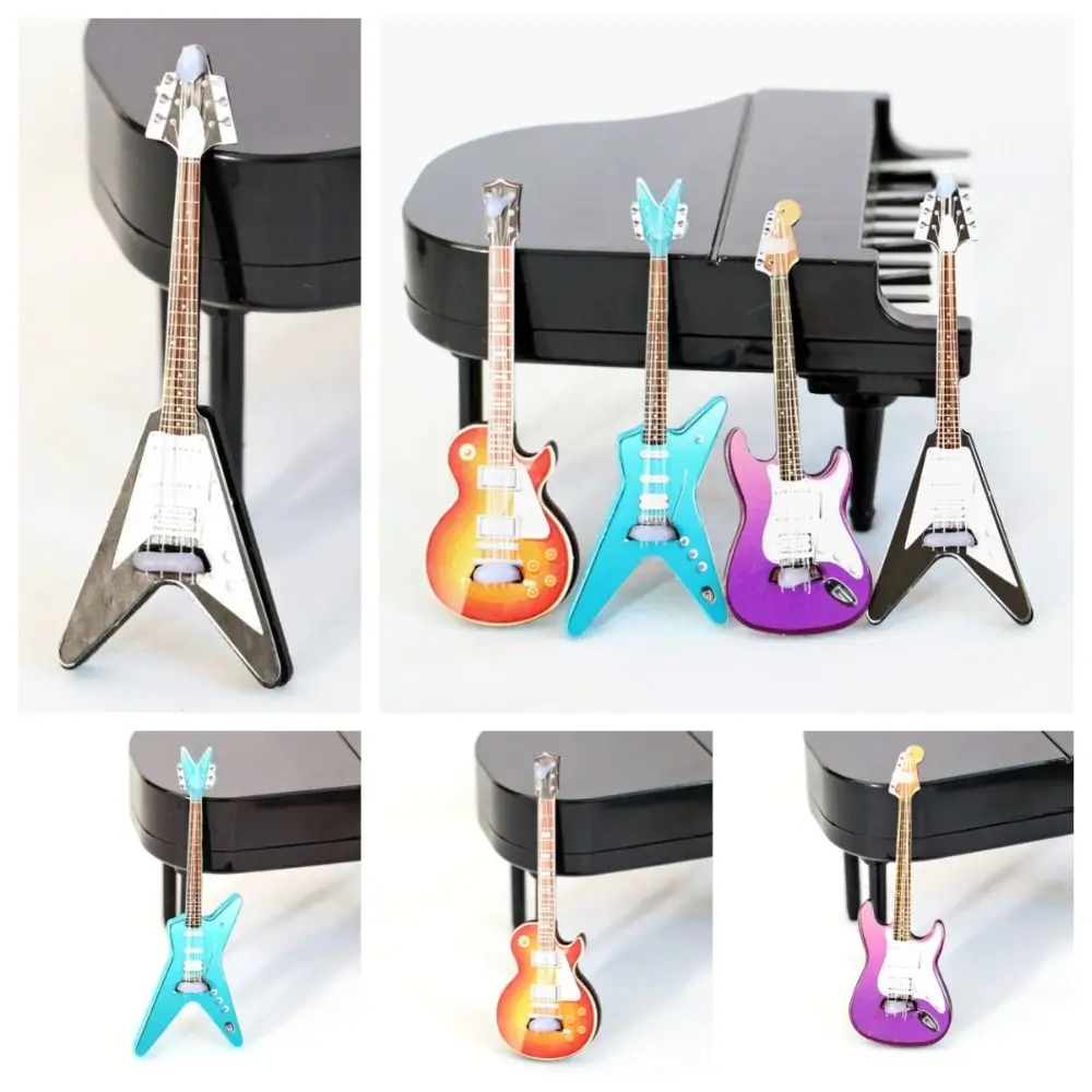 1:6/1:12 Dollhouse Furniture Simulation Electric Guitar Model Doll House Musical Instrument Miniature Wooden Guitar