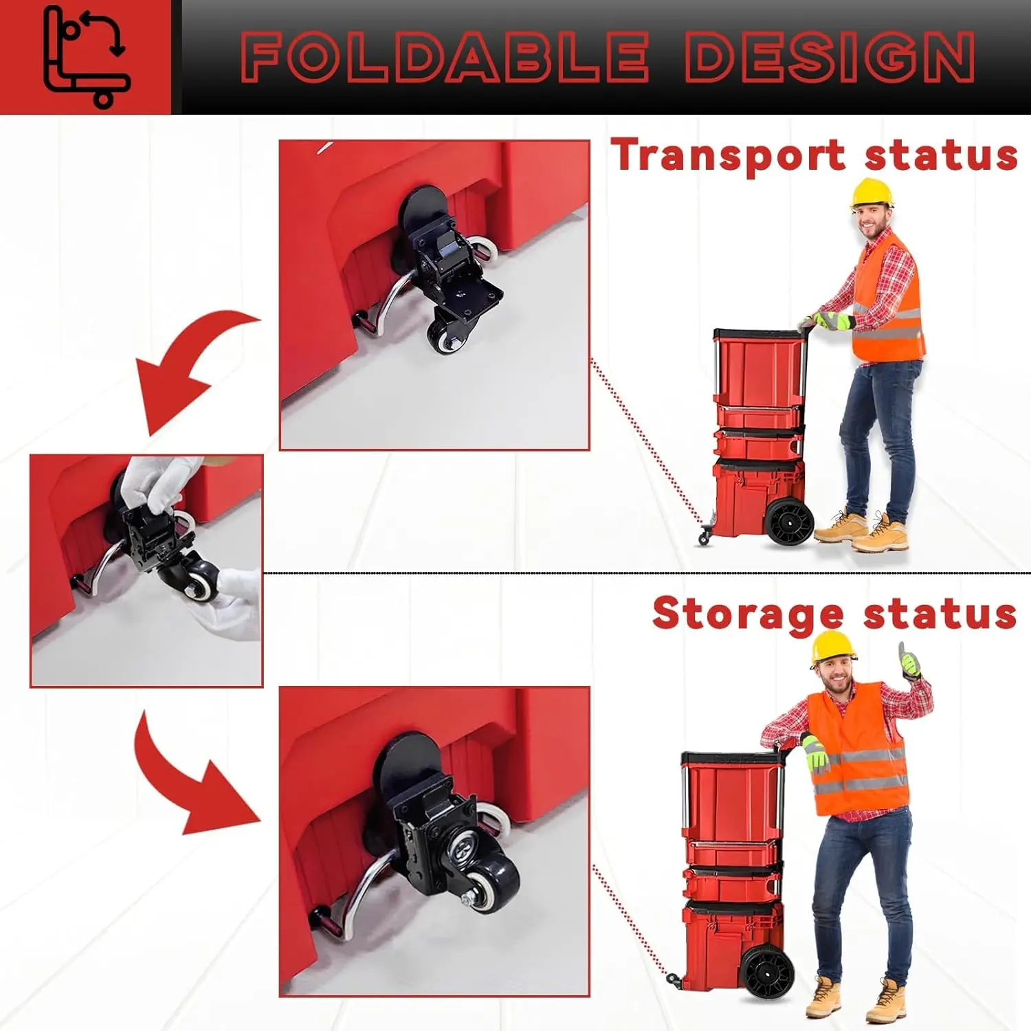 Packout Caster Front Wheel Kit Fit for Milwaukee Packout Rolling Tool Box Accessories for Packout Toolbox ,200 Lbs Capacity