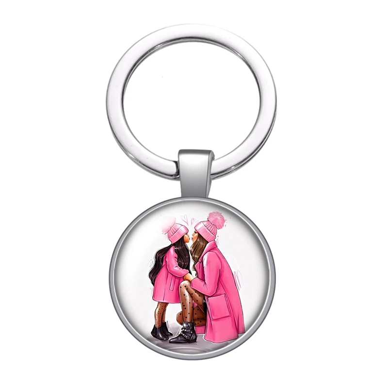 New Mom&Baby Best mom girls Love kids Family photo glass cabochon keychain Bag Car key chain Ring Holder Charms keychains