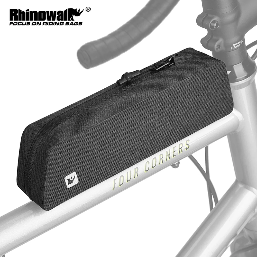 Cycling Gear Design - Rhinowalk 自転車用トップチューブバッグ。防水仕様で、マウンテンバイクやロードバイクのフロントに取り付け可能。サイクリング用具やアクセサリーを収納できる、頑丈なハードシェル構造で、空気抵抗を低減する設計。軽量でフレームに取り付け可能、汎用性の高いバッグ。