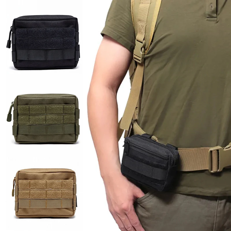 BOOIU Molle Tactical Backpack Nylon Mud-Colored EDC Belt Bag