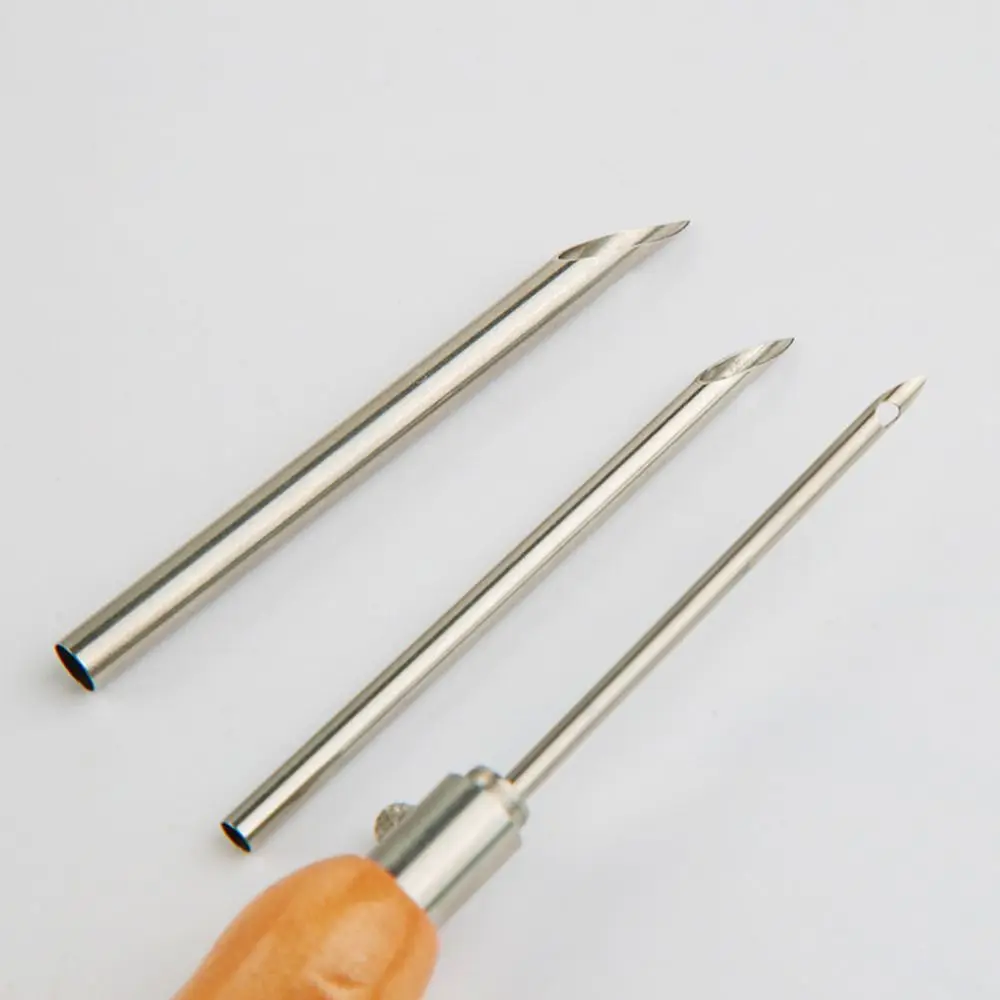 5Pcs 2.5mm/3.5mm/5mm Punch Needle Set Wooden Handle Adjustable Punch Stitching Kit Embroidery Craft DIY Cross Stitch Needles