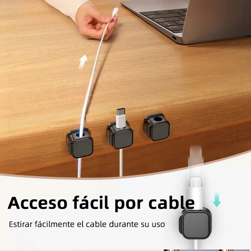 Clips de Cable magnéticos, soporte de Cable ajustable suave debajo del escritorio, soporte de gestión de cables, organizador de cables, 1/3/6 piezas