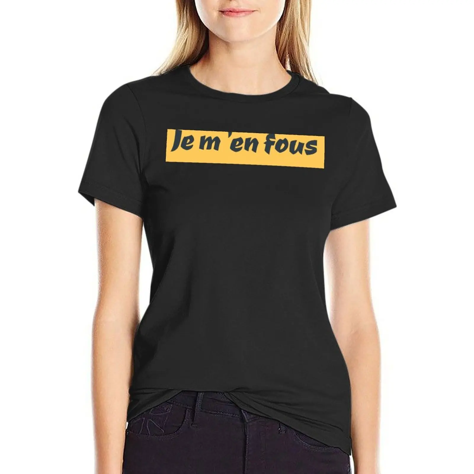 

JE M`EN FOUS CAREMENT T-Shirt graphics Short sleeve tee summer top vintage clothes t-shirts for Women cotton