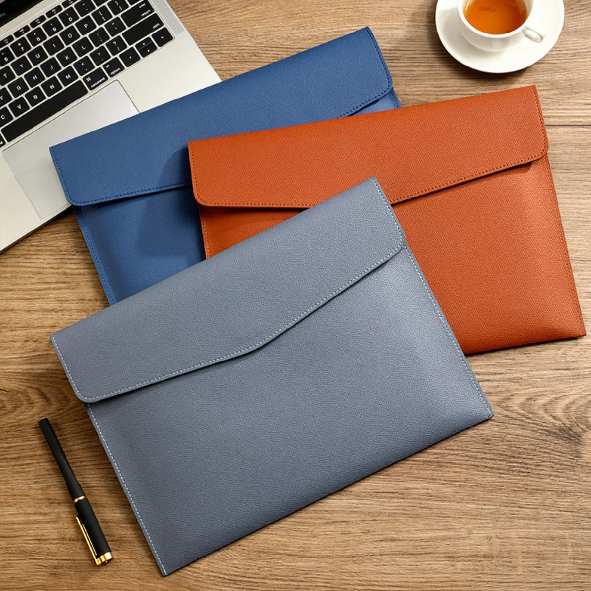 

Faux Leather Document Bag, Business Information Bag, A4 Folder, School and Office Supplies, Storage Bag
