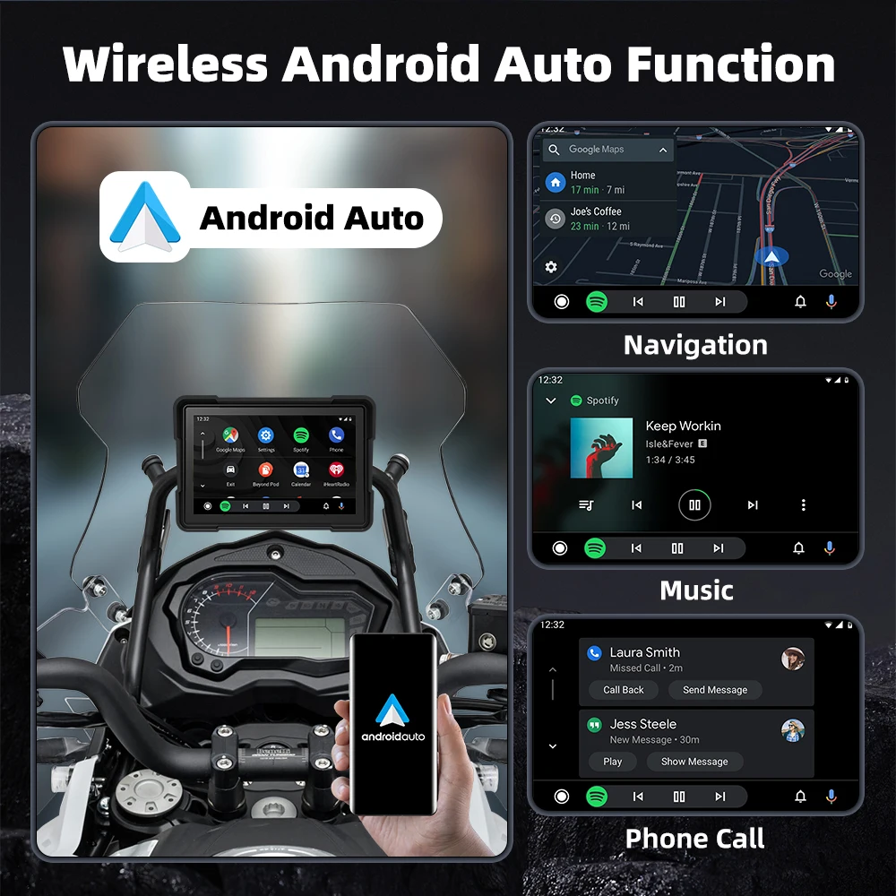 EKIY 5.0 بوصة لاسلكية CarPlay Moto Android Auto Portable Digital Motorcycle Dashboard GPS Moto شاشة عرض الملاحة TPMS #5