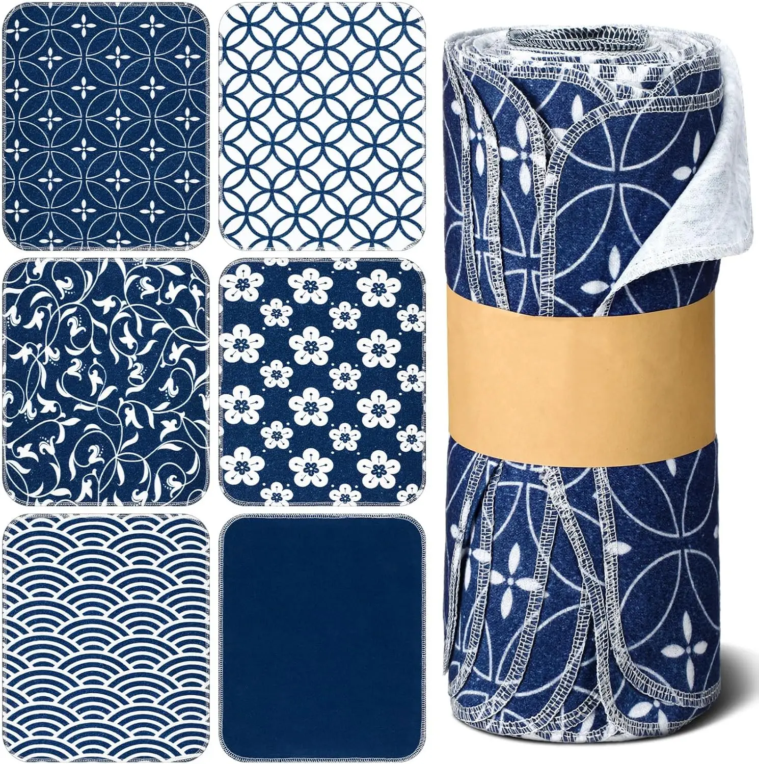 

36 Pack Japanese Reusable Cleaning Cloths Washable Cotton Kitchen Towels for Home (Blue)