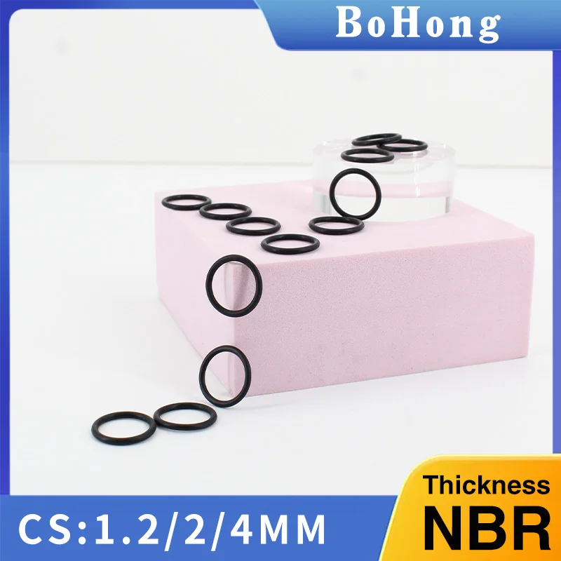 NBR O-ing Sealing Ring Nitrile Rubber ring, Oil - resistant Wear resistant gasket Thicknes1.2/2/4 Complete in size