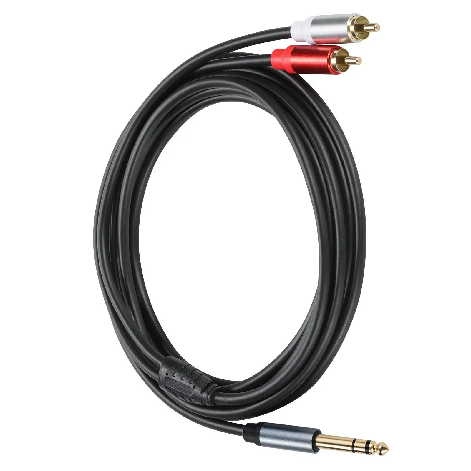 6.35mm Male Jack to 2 RCA Phono Male Jack Stereo Audio Y Splitter Cable 30cm/1.8m/3m