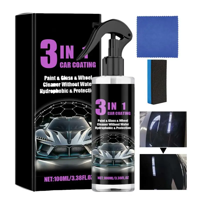 

Ceramic Car Coating Spray 100ml Mild Ceramic Coating Spray With Sponge Multifunctional Powerful Car Maintenance Supplies