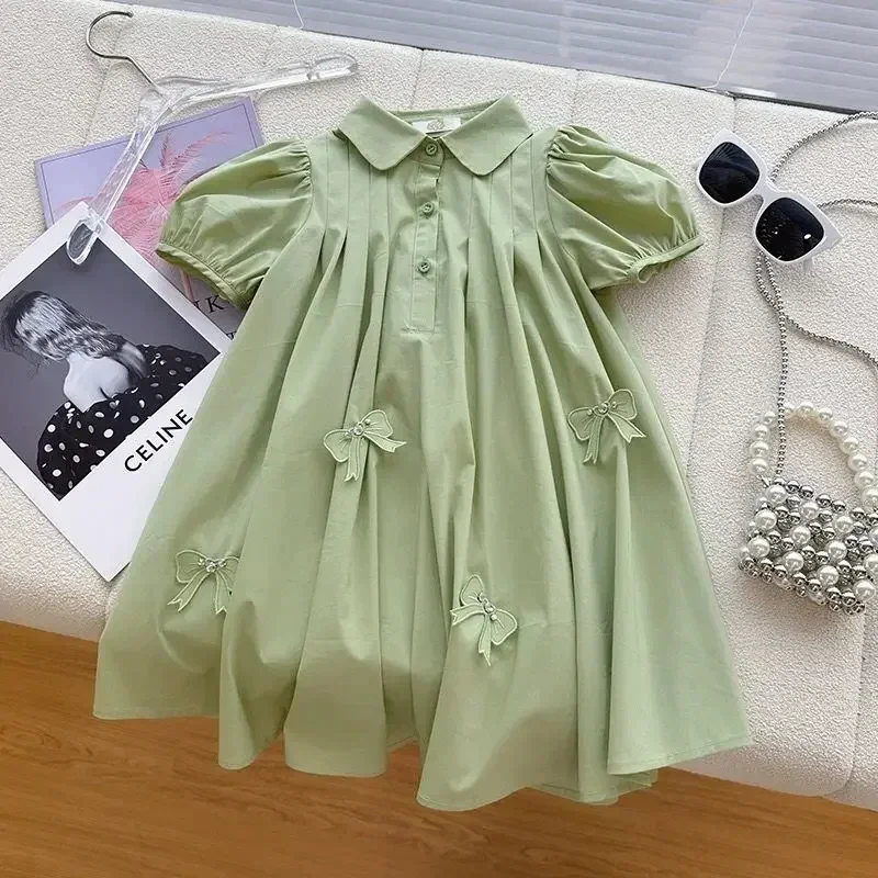 Sommer Baby Vestidos Mädchen 3D Liebe Puff Ärmeln Geburtstag Party Kleid Kinder Elegante Lange Shirts Kleider Chiffon Kleidung Kinder