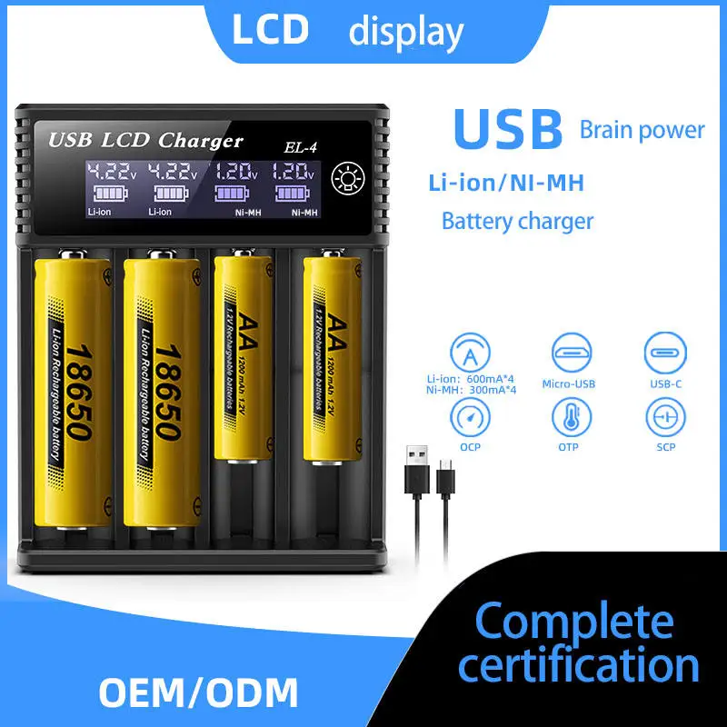 

Smart Battery Charging Station Lithium Battery Fast Charger Universal Charging Station for 18650, AA, AAA, 14500 Batteries