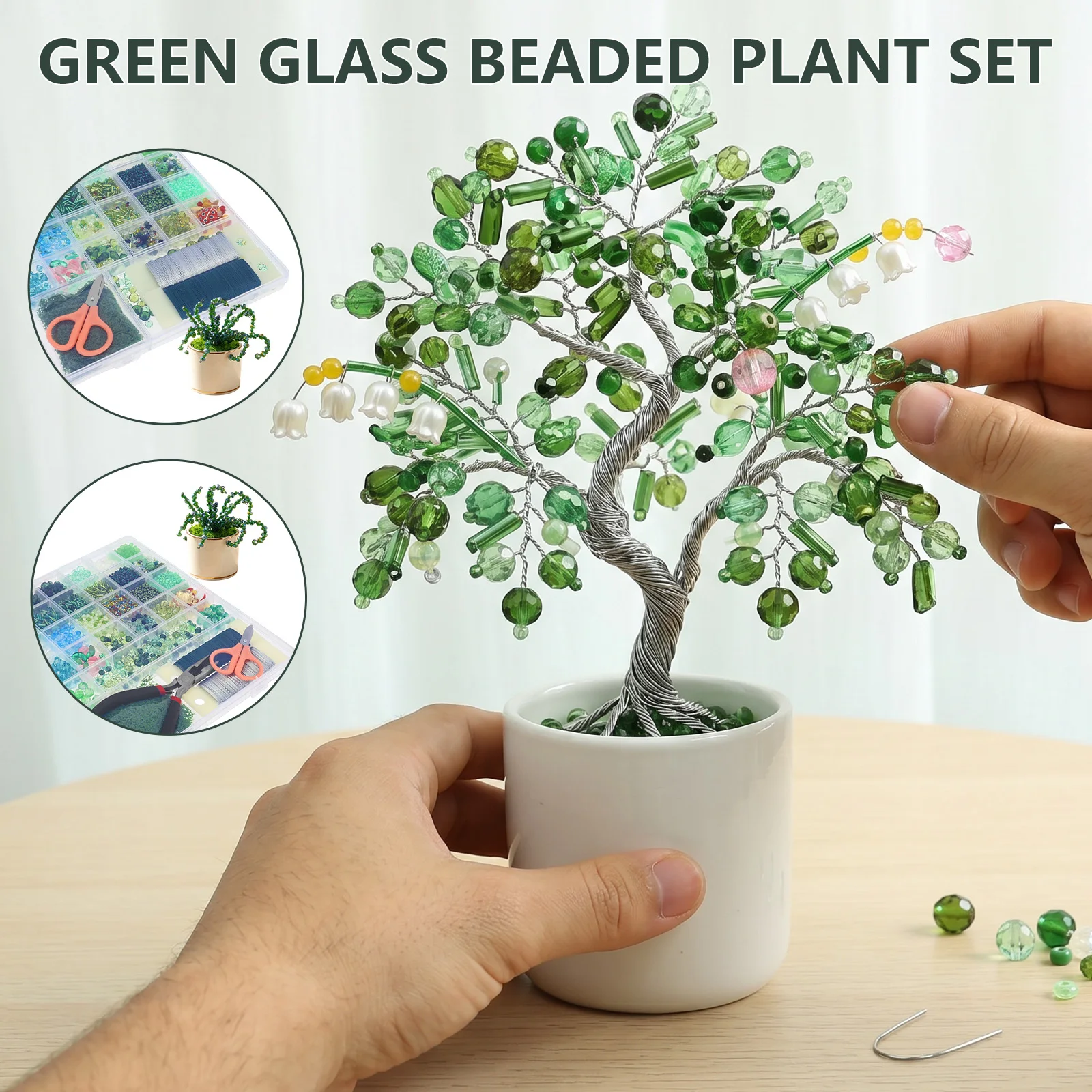 Jewelry Making Videos Tutorials - Perlen-Pflanzen-Set mit Künstlichem Moos, Forever Plant
