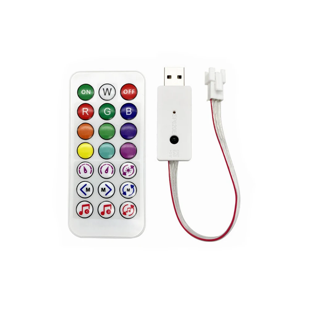 USB 5V RGB LED Strip Controller SP620E with 21-Key Infrared Control Bluetooth Music Sync Color Changing Lighting