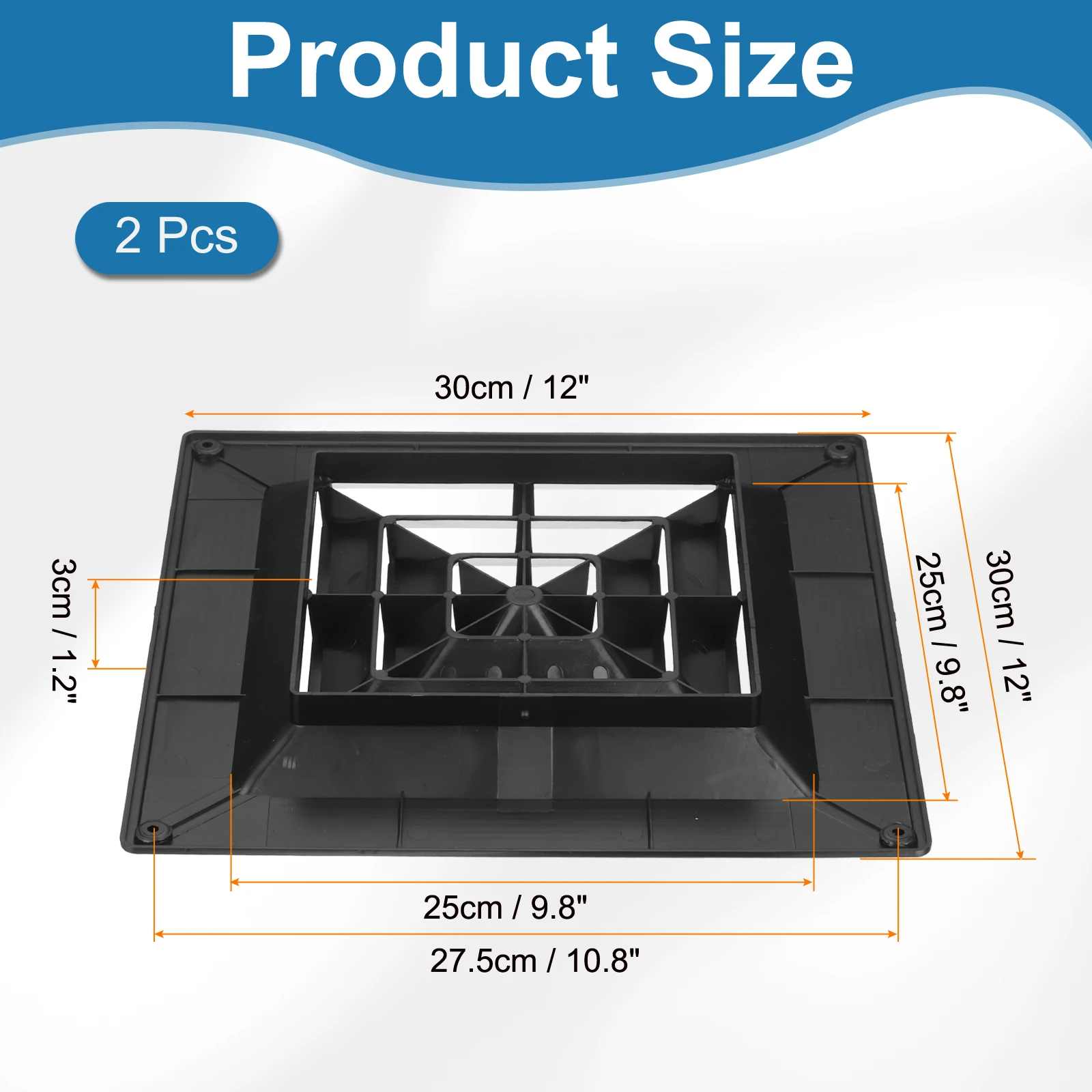 1/2Pcs Square Air Vent Cover Plastic Air Grille Diffuser Ceiling Adjustable Easy to Install Vent Ducting Ventilation Cover Black